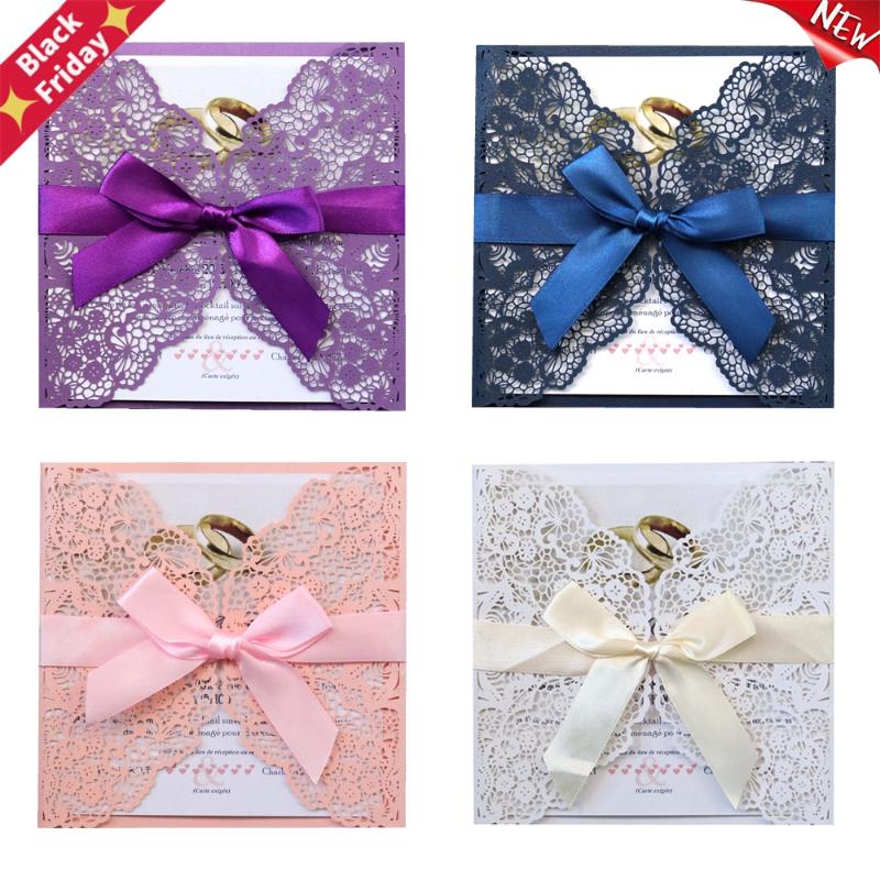 10pc/lot Hollow Laser Cut Wedding Invitations Elegant Lace Design Engagement Invitation Card With Ribbon Envelop Greeting Cards
10pc/lot Hollow Laser Cut Wedding Invitations Elegant Lace Design Engagement Invitation Card With Ribbon Envelop Greeting Cards