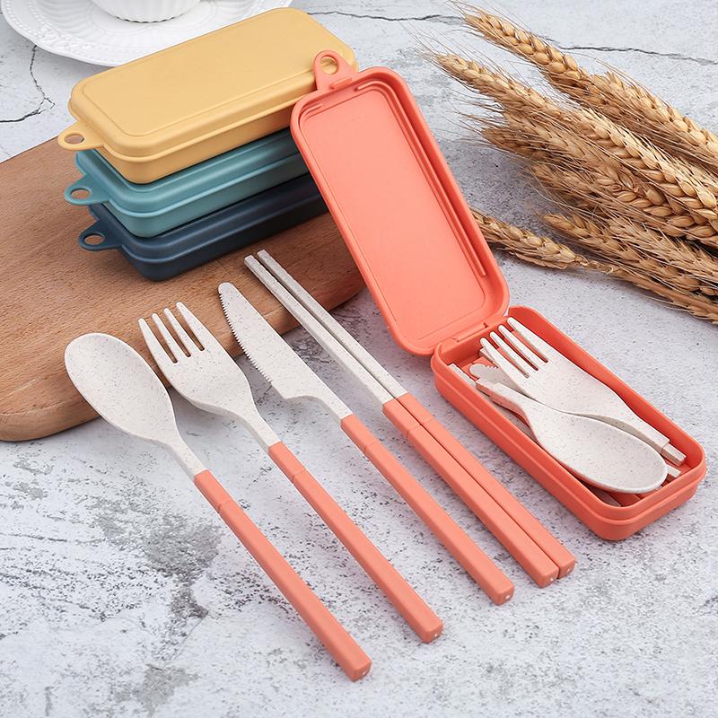 Dinnerware Sets 4Pcs/set Portable Foldable Cutlery Set Wheat Straw Chopsticks Fork Spoon Outdoortravel Camping Tableware
Dinnerware Sets 4Pcs/set Portable Foldable Cutlery Set Wheat Straw Chopsticks Fork Spoon Outdoortravel Camping Tableware