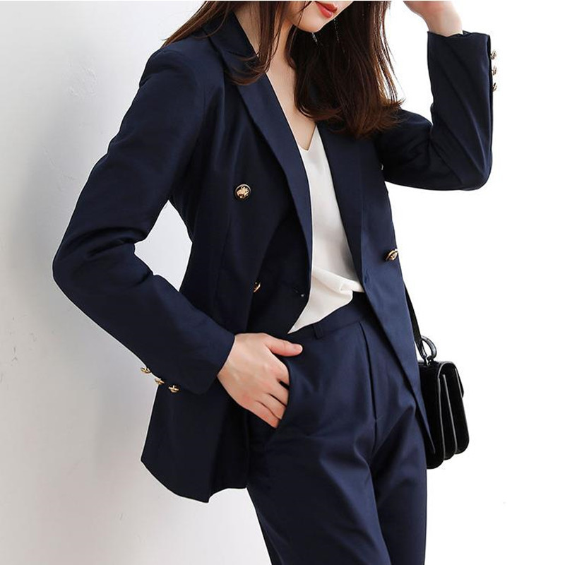 Fashion Female Blazer Pants Suit OL Elegant Business Wear Blazers + Suits 2 Piece Set Women Clothing 210421