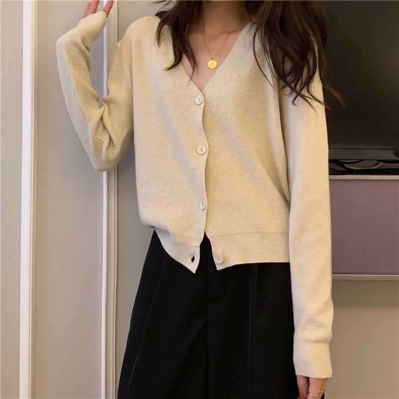 Long Sleeve Sunscreen Cardigan Knitted V Neck Sweater Women Korean Style Solid Color Jacket Tops Summer 211011Z