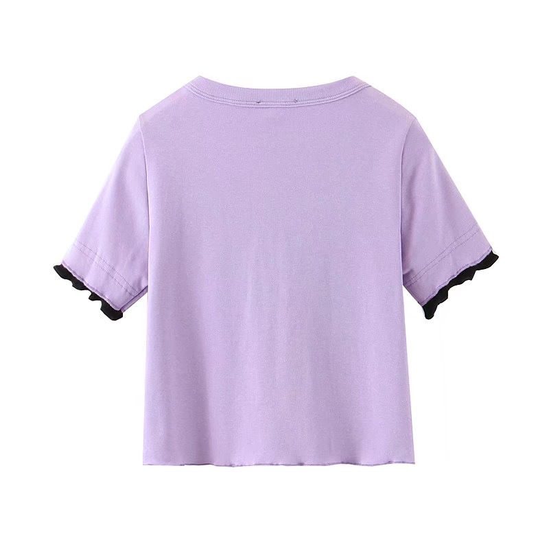 Summer Rib Knitted False 2pcs Short Sleeve Cropped T-shirts Women Vintage V neck Exposed navel Knitwear T shirt Tops 210429