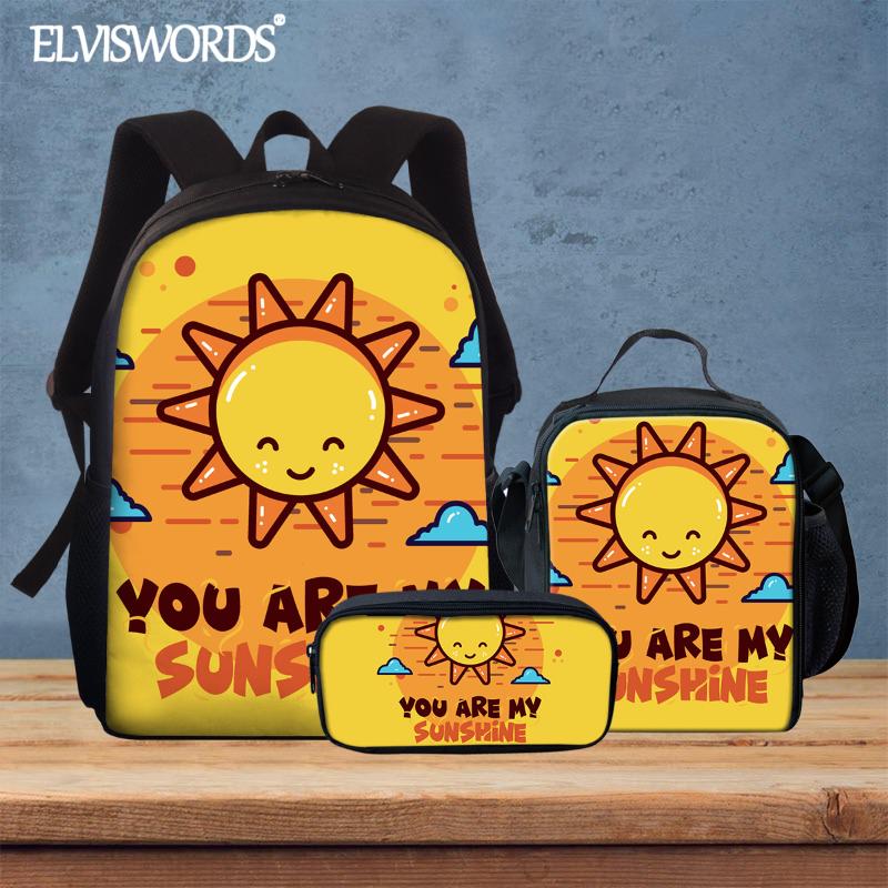 School Bags ELVISWORDS You Are My Sunshine 2021 Brand Design Kids Book Bag Primary Student Cartoon Backpack Fashion Mochila
School Bags ELVISWORDS You Are My Sunshine 2021 Brand Design Kids Book Bag Primary Student Cartoon Backpack Fashion Mochila