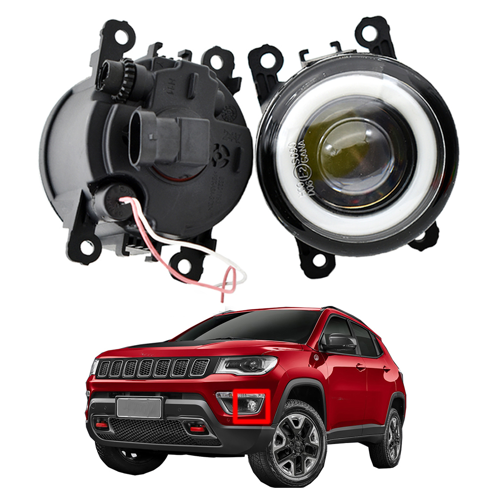fog light for Jeep Compass MP 2017-2018 2 pcs Front Bumper Lamp Styling Angel Eye LED Lens 12v H11
