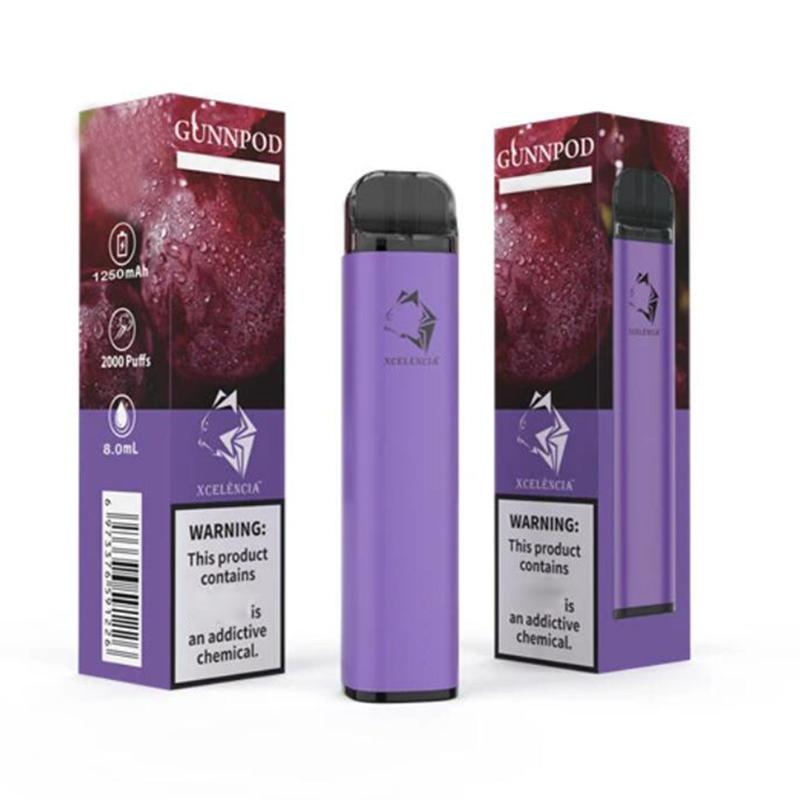 2000 Puffs Disposable Pen Gunnpod Vape Bang XXL E Cigarette Deivce With 1250mAh 18350 Battery 8ml Pod Vaporizer Starter Kit wholesale geekbar elfbar
2000 Puffs Disposable Pen Gunnpod Vape Bang XXL E Cigarette Deivce With 1250mAh 18350 Battery 8ml Pod Vaporizer Starter Kit wholesale geekbar elfbar