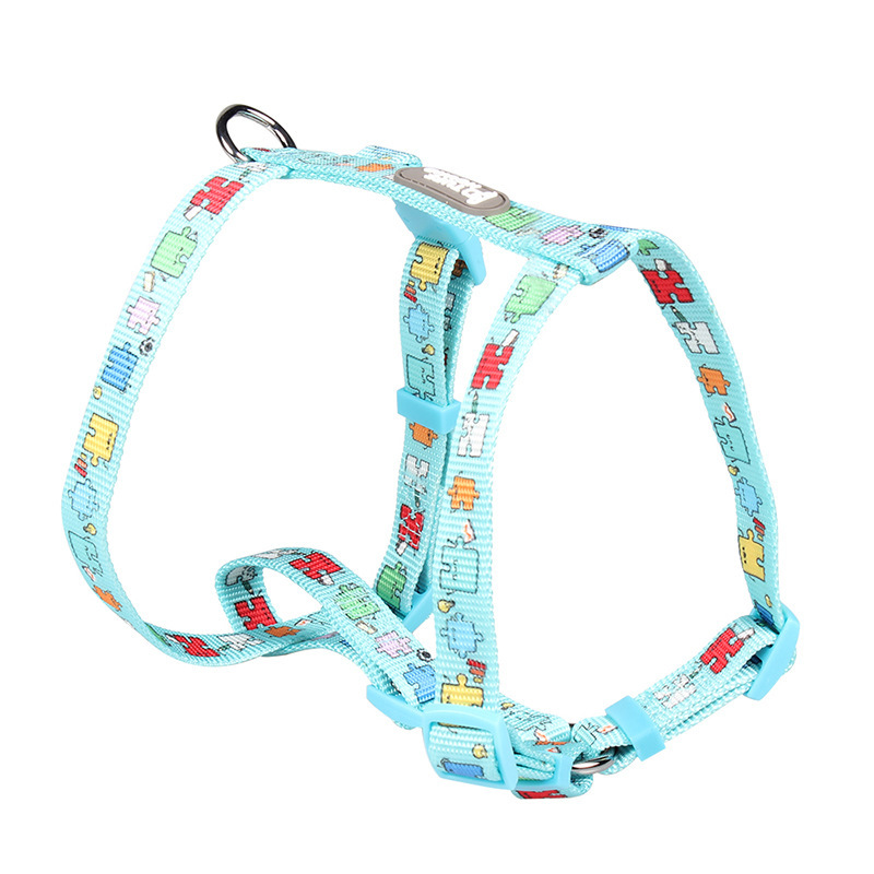 Cartoon Cats Dogs I-shaped Harness Traction Strap Dog Chest Strap Adjustable Nylon Cat Collar Wailking Leash Pet Supply