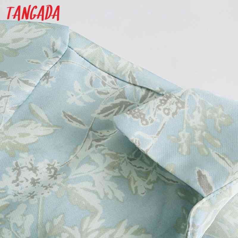 Fashion Women Flowers Print Shirt Long Sleeve Office Ladies Midi Dress with Bow JE34 210416