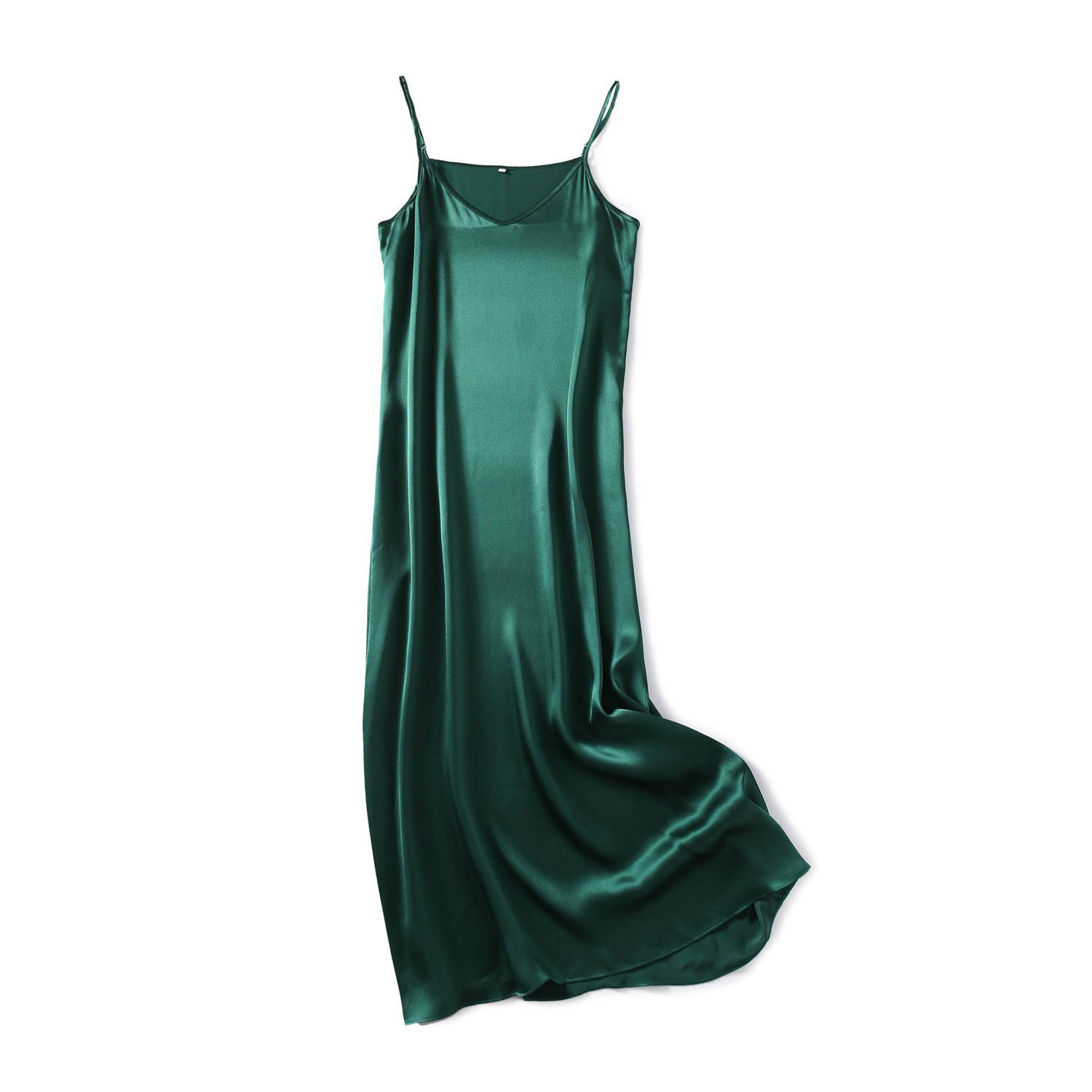 SuyaDream Woman Maxi Dress 100% Silk Satin Sleeveless Solid Spaghetti Strap Long Dresses Elegant Chic Slip Dress 210409