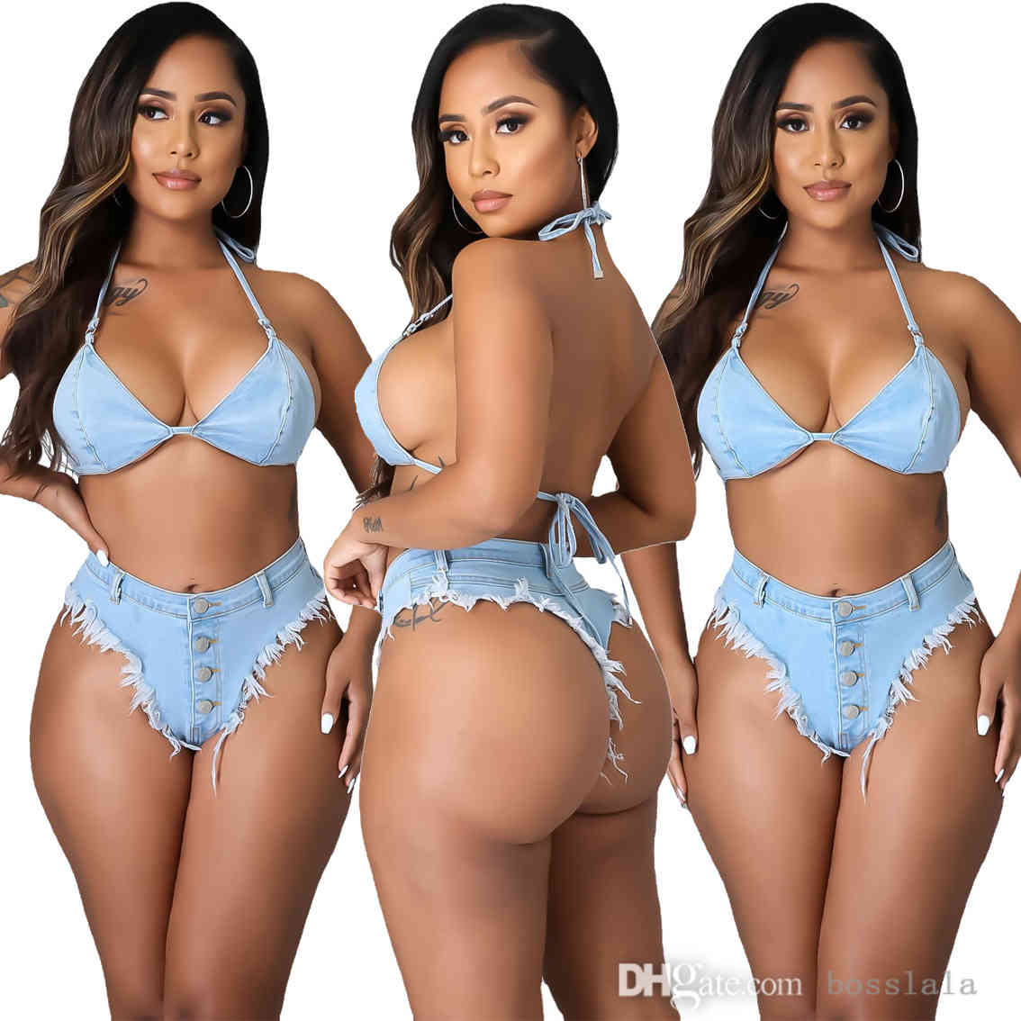 Women Essentials New Bandage Tassel Sexy Bikini Denim Suit Two Piece Set Swimwear Female Fashion Style Swimsuit Pure Color Swim Wear, Sky blue
Women Essentials New Bandage Tassel Sexy Bikini Denim Suit Two Piece Set Swimwear Female Fashion Style Swimsuit Pure Color Swim Wear, Sky blue