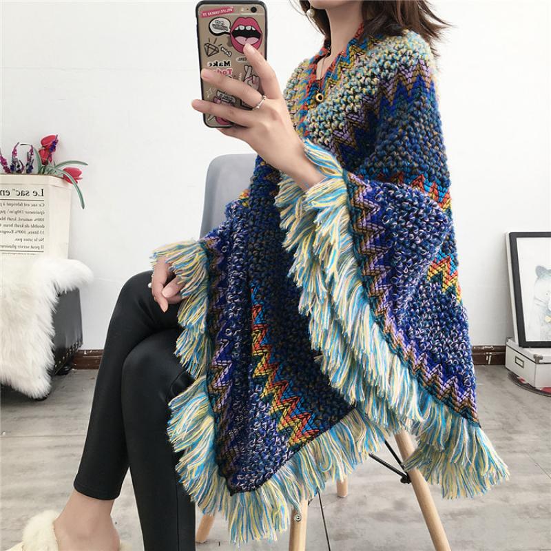 Swyivy Pullover Women Knitting Poncho Capes Autumn New 2021 Female Fashion Bohemian Poncho Cloak Tassel Winter Clothing, Blue
Swyivy Pullover Women Knitting Poncho Capes Autumn New 2021 Female Fashion Bohemian Poncho Cloak Tassel Winter Clothing, Blue