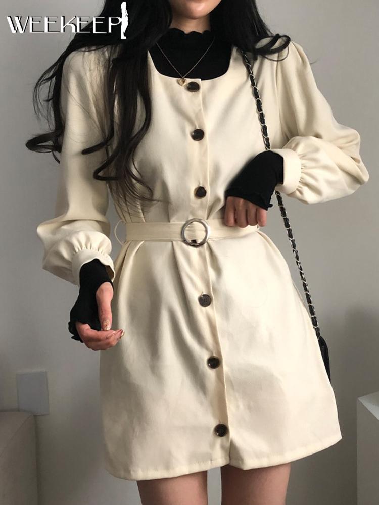 Casual Dresses Weekeep Office Lady Single-Breasted Dress Autumn Winter Solid Elegant Short For Women Korean Y2k Academia Clothes, Black
Casual Dresses Weekeep Office Lady Single-Breasted Dress Autumn Winter Solid Elegant Short For Women Korean Y2k Academia Clothes, Black