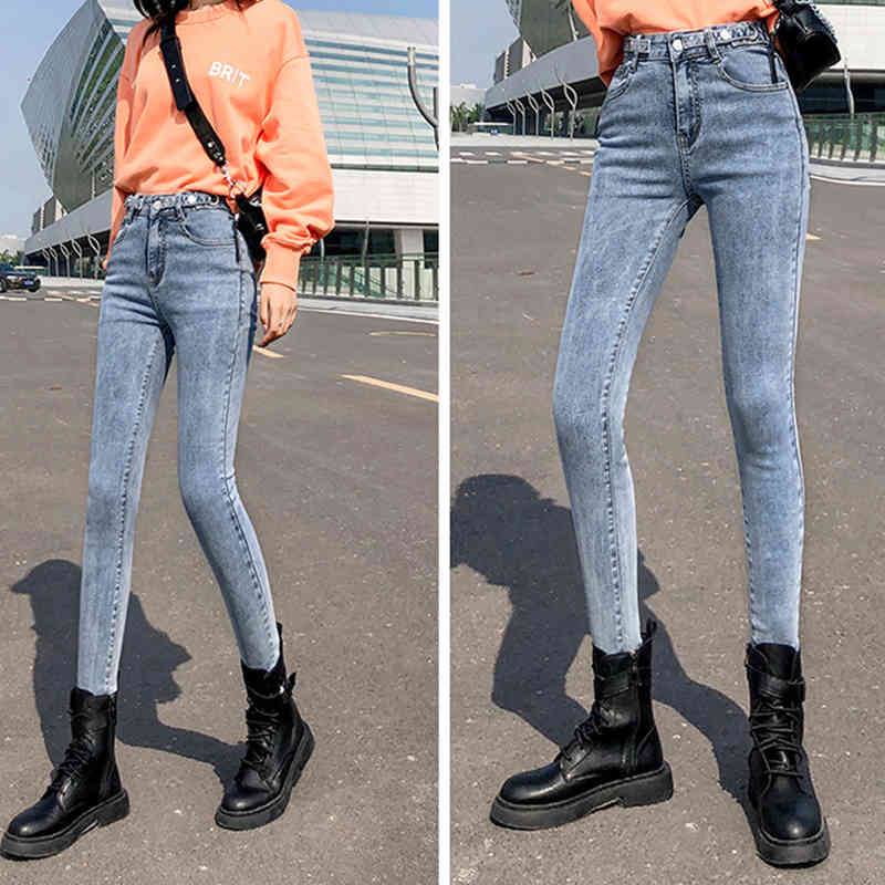 Autumn Fashion Vintage Skinny Jeans Women High Waist Blue Black Woman Adjustable Elastic Plus Size Denim Trousers 11708 210508