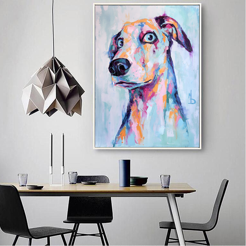 Dog Painting Printed On Canvas Cute Animal Posters And Prints Wall Pictures For Living Room Modern Home Decor No Frame