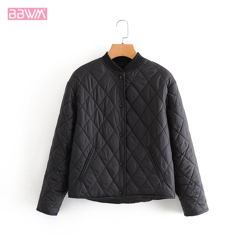 Black Stand Collar Prismatic Long Sleeve Simple Single-breasted Keep Warm Female Coat Harajuku Wild Fashion Chic Women's Jacket 210507