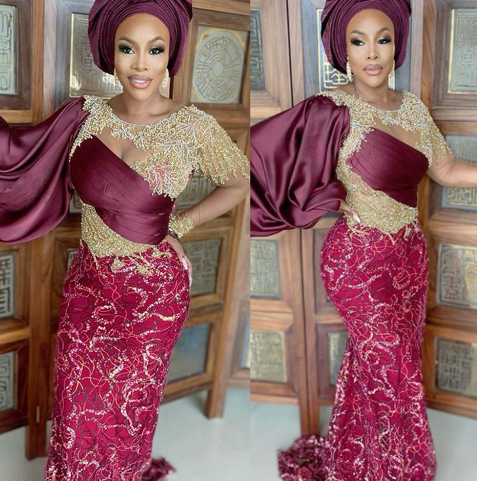 2022 Plus Size Arabic Aso Ebi Burgundy Luxurious Mermaid Prom Dresses Lace Beaded Evening Formal Party Second Reception Birthday Engagement Gowns Dres