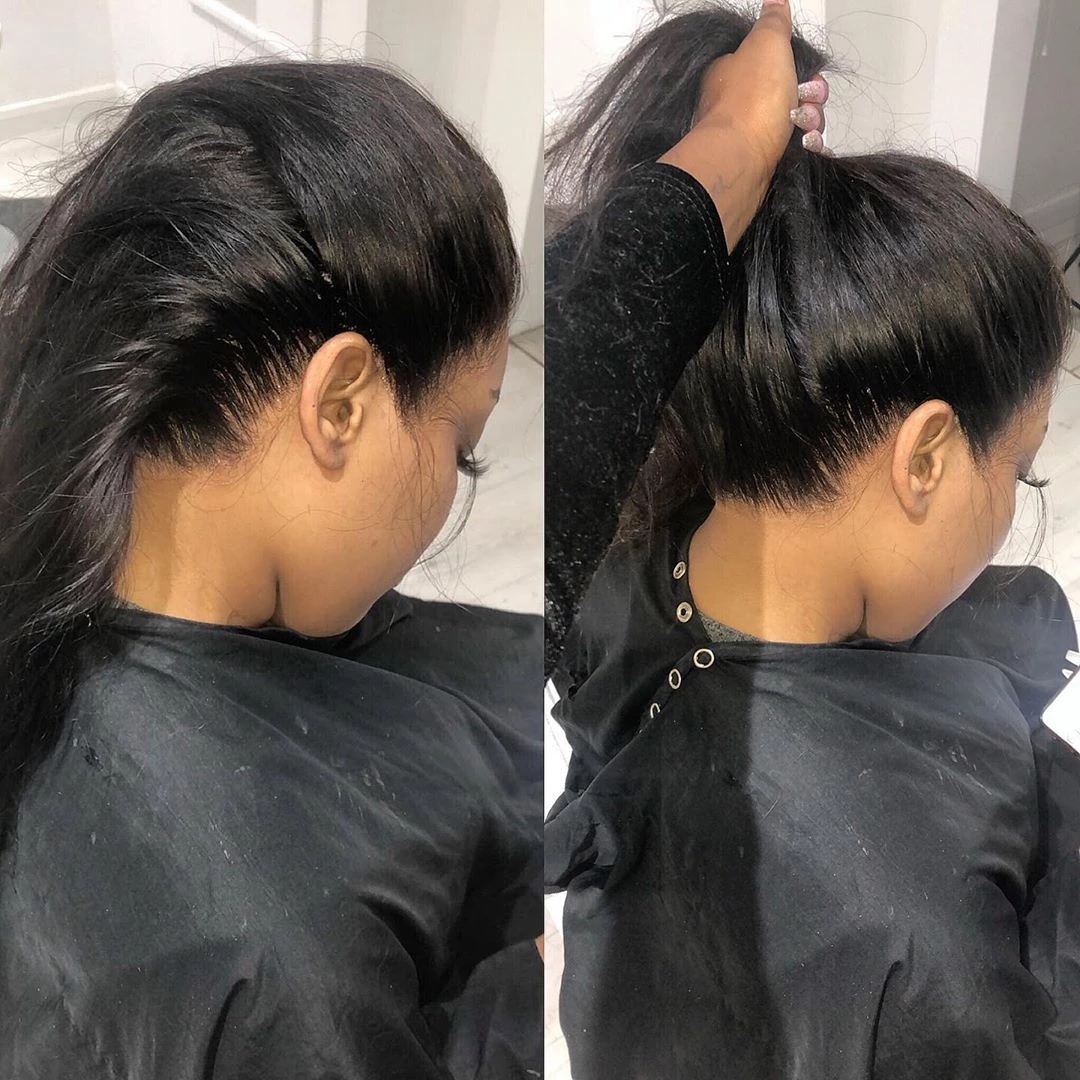 Free shipping 360 Wig Brazilian Human Hair Pre Plucke For Black Women Synthetic Straight Lace Front Wigs With Babyhair