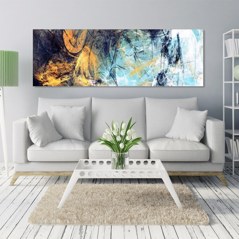 Yellow Blue Abstract Lines Paintings Modern Wall Pictures For Living Room Canvas Printings Psychedelic Nordic Posters