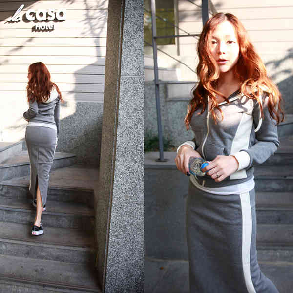 Autumn fashion 2 Pieces set Sweatshirt Long Sleeve Hooded Top+High waist pencil Skirts Female Casual Sportswear 210519