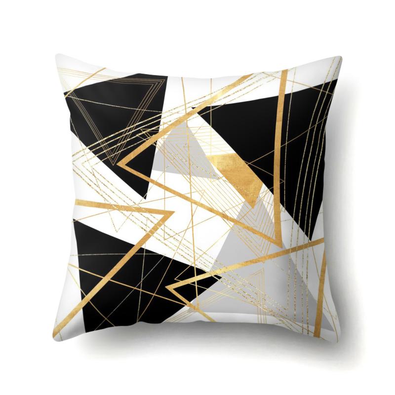 Cushion/Decorative Pillow Black Gold Striped Cushion Cover Geometric Pattern Case Home Decore Car Waist Pillowslip Throw Pillows