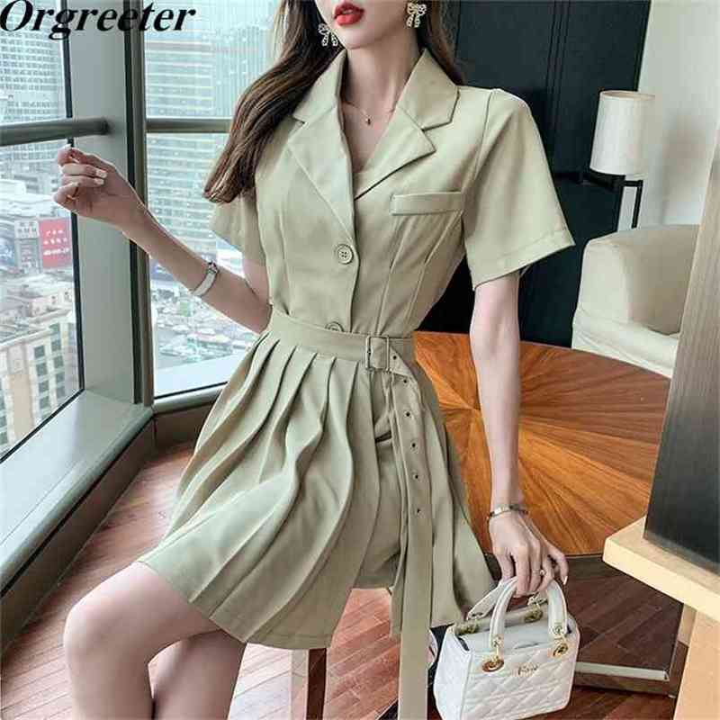 Korean Style Blazer Pleated Dress 2 Piece set Women Summer Retro Notched Short Sleeve Thin Long Shirt and Mini Skirt Suits 210602, Black
Korean Style Blazer Pleated Dress 2 Piece set Women Summer Retro Notched Short Sleeve Thin Long Shirt and Mini Skirt Suits 210602, Black