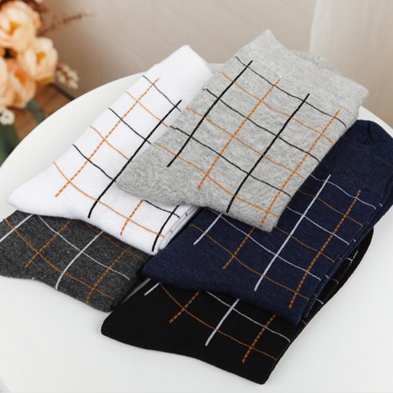 Men039s Socks 5 Pairs Dress Sock Solid Color Deodorant Business Cotton Plaid Diamond Line No Gift Box6141799