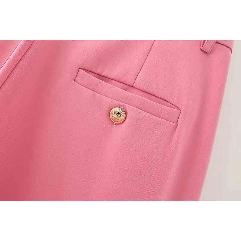 fashion ladies pocket long trousers autumn pink female pants office elegant women casual girls trouses 210430