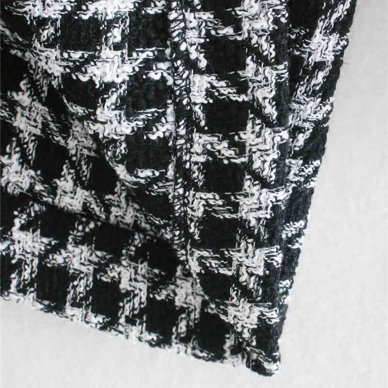 Evfer Women Streetwear Black Plaid Loose Autumn Outwear Jackets Female Fashion Single Breasted Houndstooth Thick Coat Jacket 210421