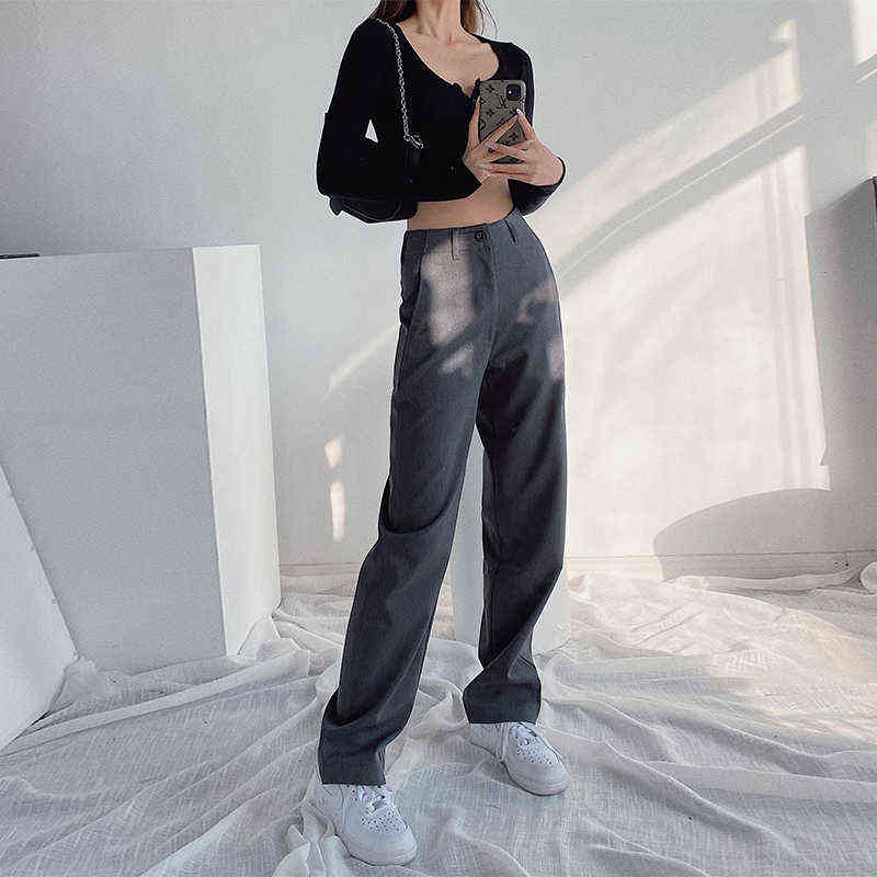 Women Pants Harajuku High Waist Straight Trousers For Female Summer Fashion Wide Leg Loose Casual Jogger Clothing 211115