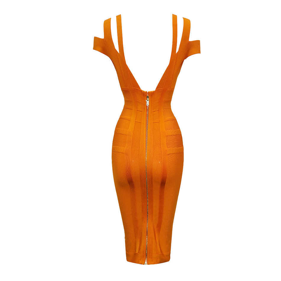 CIEMIILI Spaghetti Strap Solid Women Bandage Dresses Hollow Out Sleeveless Mid-Calf V-Neck Night Club Party Fashion 210623