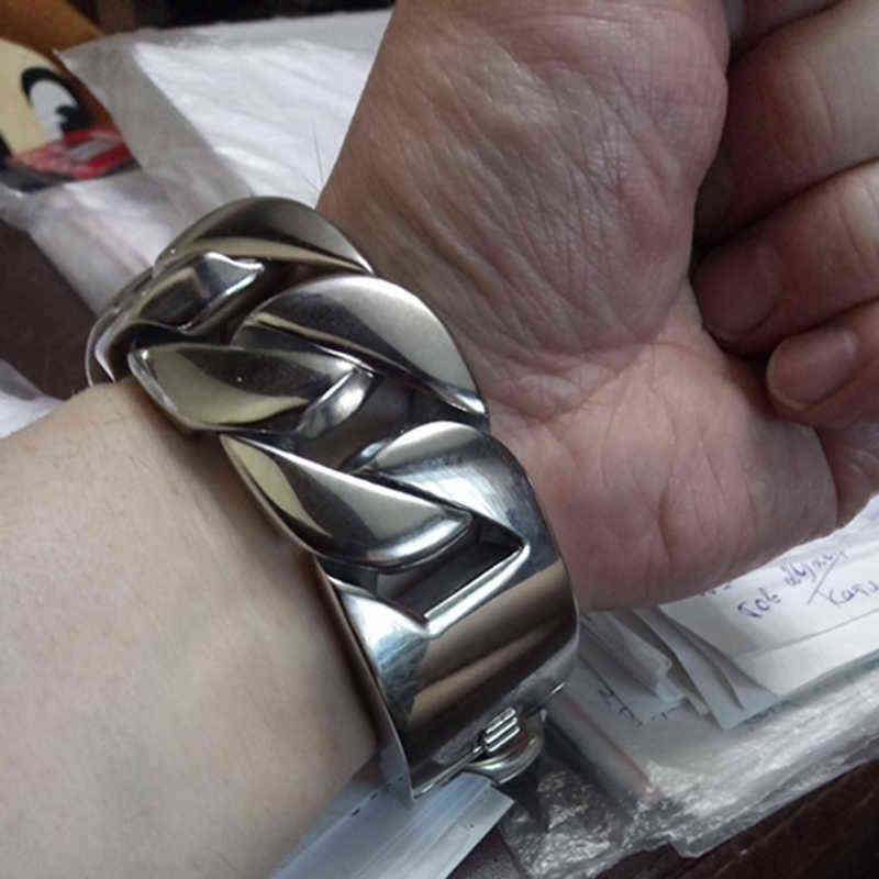 Heavy Powerful 31MM Wide Big Bracelet Men Hiphop Massive Stainless Steel Jewelry Fashion Mens Bracelets Bangles Hand Thick Chain 211124