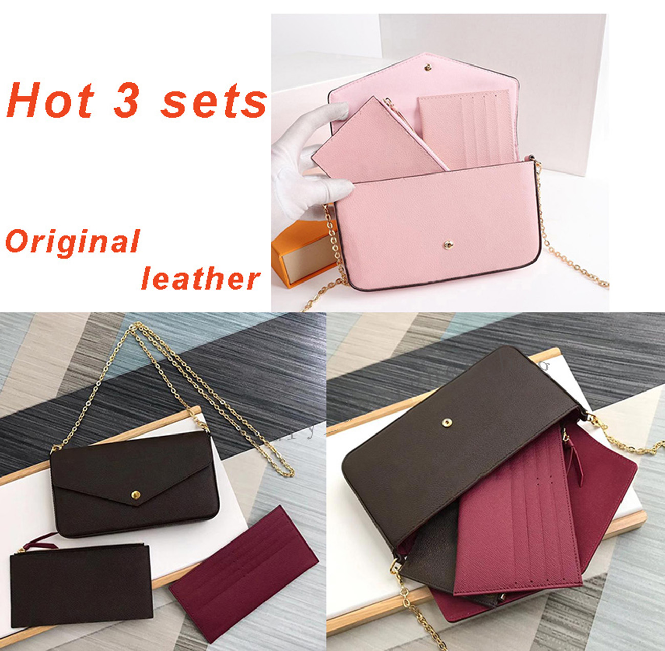 Sale 3pcs/set Shoulder Bags women crossbody wallet Genuine Leather purse Brown letter flower handbags lady tote three item, Customize
Sale 3pcs/set Shoulder Bags women crossbody wallet Genuine Leather purse Brown letter flower handbags lady tote three item, Customize
