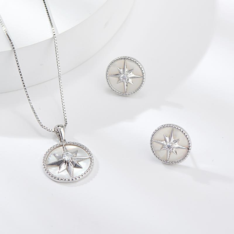 Earrings & Necklace Viennois Classic Fashion Jewelry Sets Women Silver Color Round Pendant Stud Punk Accessories Gift
Earrings & Necklace Viennois Classic Fashion Jewelry Sets Women Silver Color Round Pendant Stud Punk Accessories Gift