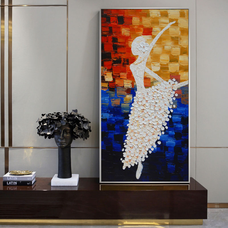 Modern Large Size Flower Girl Poster Canvas Painting Abstract Portrait Picture Wall Art HD Print For Living Room Home Decor
