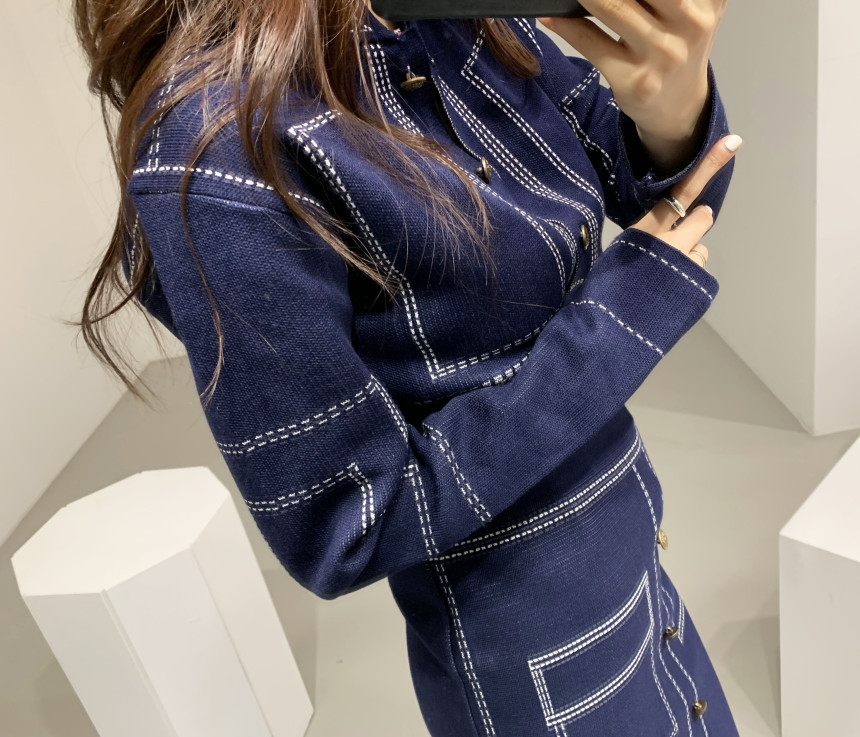 Two Pieces Single-Breasted Knitted Top +High Waist Color Matching Winter Casual Fashion Women Suit 210520