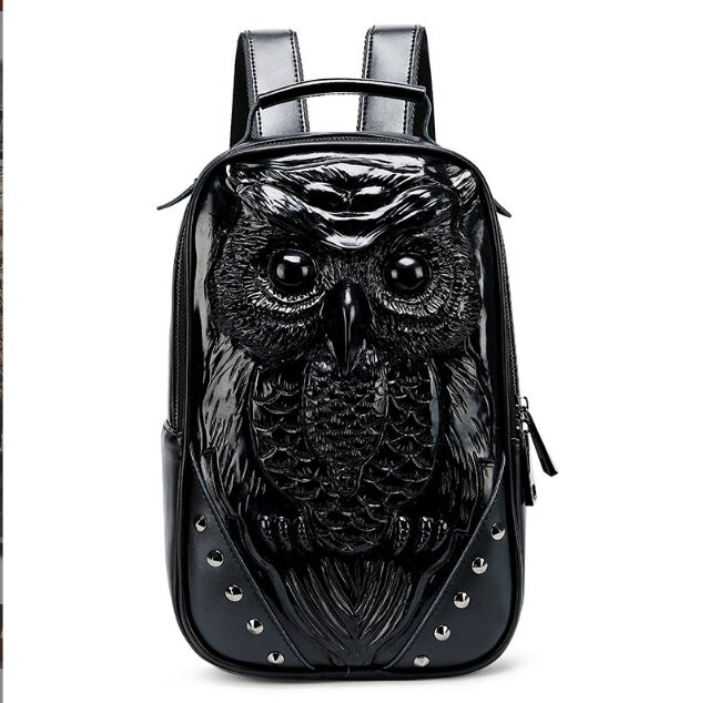 Fashion 3D Embossed Owl Backpack bags for women men travel Rivet giris Bag personality waterproof Lady Cool School Bags