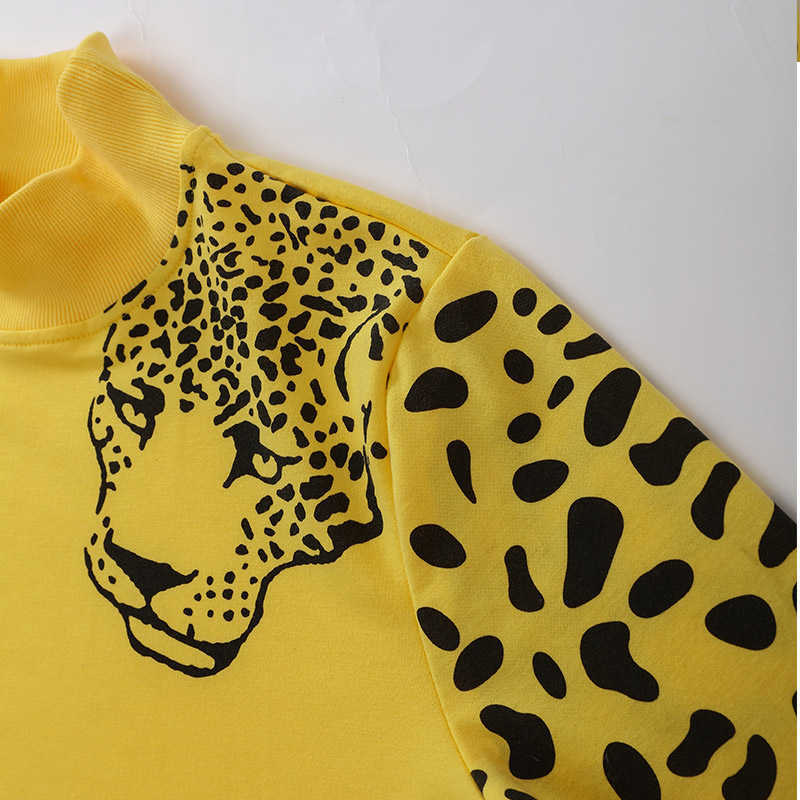 Leopard Print Women's Long Sleeve Patchwork Sweatshirt Pullover Spring Autumn Streetwear Sweatshirt Female 210910