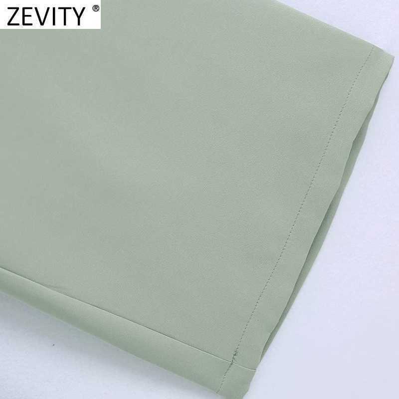 Zevity Women Simply Chic Solid Color Casual Slim Straight Pants Office Lady High Waist Zipper Fly Long Trousers Mujer P1018 210603