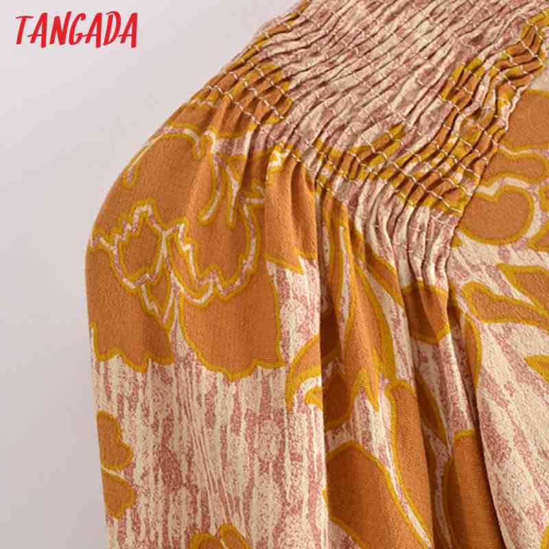 Fashion Women Flowers Print Backless Sleeve Casual Female Long Dress 3H197 210416