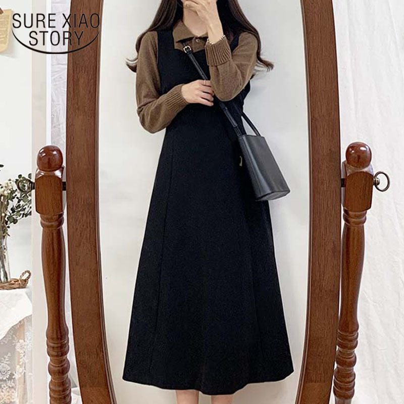 Female Solid Vintage Dress Autumn Boho Party Sleeveless Bandage Women Medium-Length es Long Robe Vestido 11607 210510
