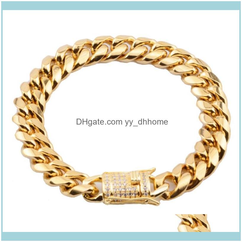 Link, Bracelets Jewelrylink, Chain 12Mm 7-11" Miami Cuban Curb Stainless Steel High Quality Gold Cubic Zircon Mens Womens Bangle Bracelet Je
Link, Bracelets Jewelrylink, Chain 12Mm 7-11" Miami Cuban Curb Stainless Steel High Quality Gold Cubic Zircon Mens Womens Bangle Bracelet Je