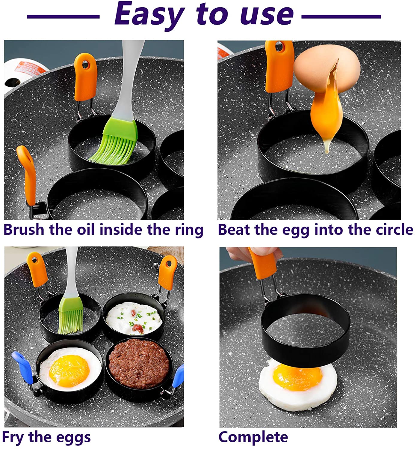 5PCS Egg Ring Stainless Steel Tool Round Omelette Mold for Frying Muffins Pancake Sandwiches