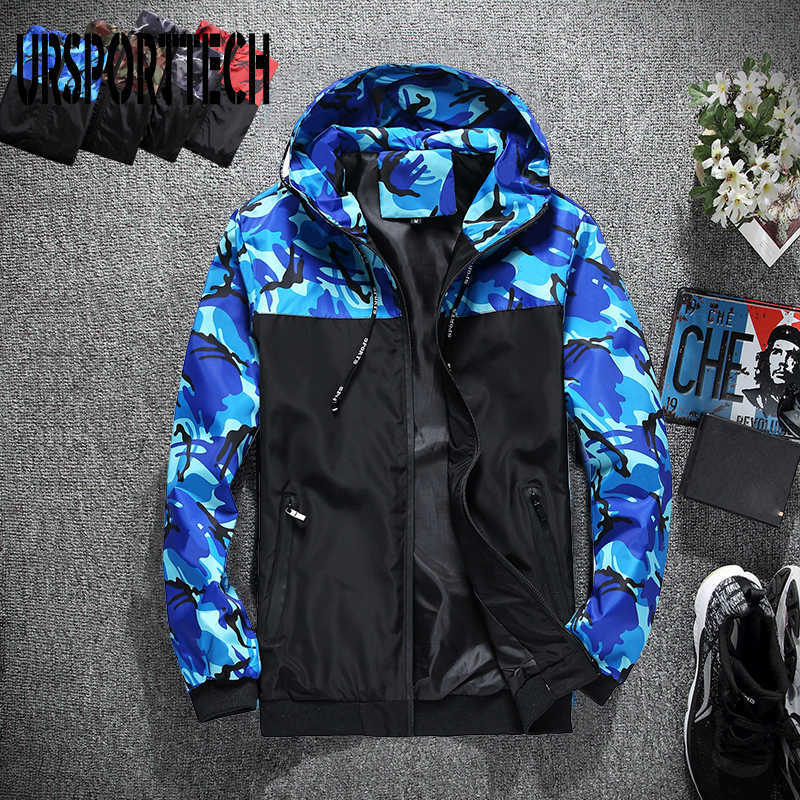 Spring Autumn Mens Thin Jacket Casual Camouflage Hoodie Jacket Men Waterproof Clothes Men's Windbreaker Coat Male Outwear 5XL6XL 210528