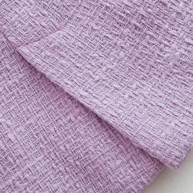 Fashion Double Breasted Purple Tweed Blazer Women Office Wear Chic Jacket Coat Elegant Long Sleeve Outerwear Tops 210515