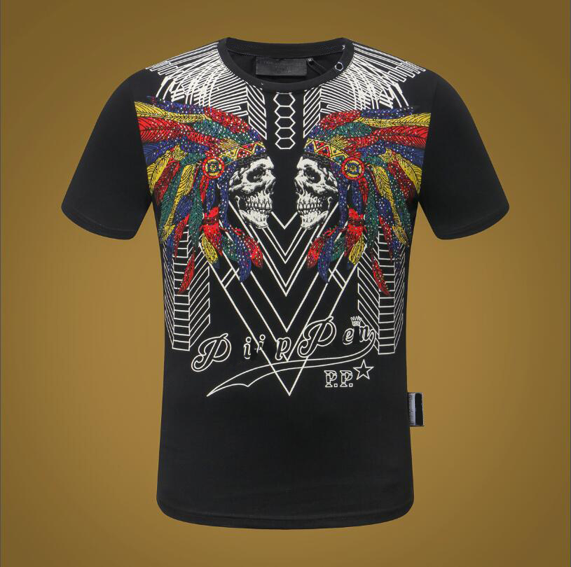 PP Men's T-shirt Summer rhinestone Short Sleeve Round Neck shirt tee Skulls Print Tops Streetwear M-xxxL 8823, White
PP Men's T-shirt Summer rhinestone Short Sleeve Round Neck shirt tee Skulls Print Tops Streetwear M-xxxL 8823, White
