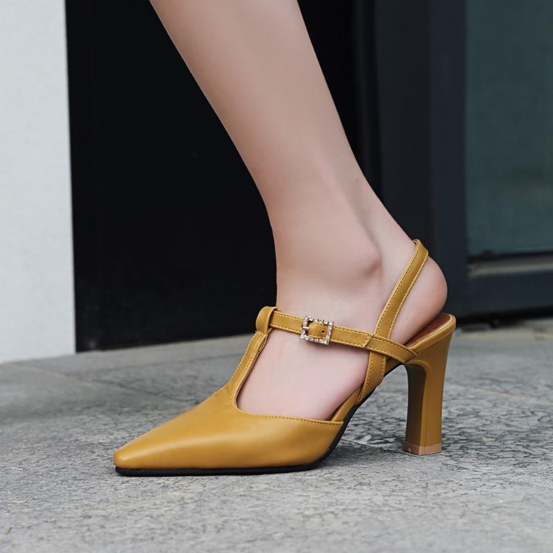 Sandals 2022 Women Slingback Summer Female Shoes Woman Square Toe T-strap High Heels Size 34-46 Party Club Drop Sale
