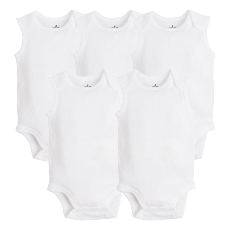 5 PCS/LOT born Baby Clothing Summer Sleeveless Baby Boy Girl Clothes 100% Cotton White Kids Baby Bodysuits & Jumpsuits 220307