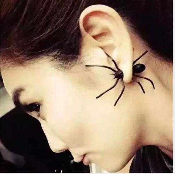 Nightclubs exaggerated oversized punk fashion personality matte black spider earrings matte gold earrings