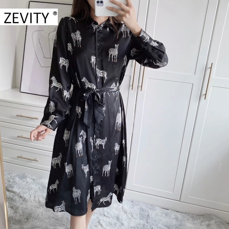 2021zevity new women fashion animal print long sleeve casual shirt dress office lady breasted bow sashes vestido chic dresses ds4408, Black;gray
2021zevity new women fashion animal print long sleeve casual shirt dress office lady breasted bow sashes vestido chic dresses ds4408, Black;gray