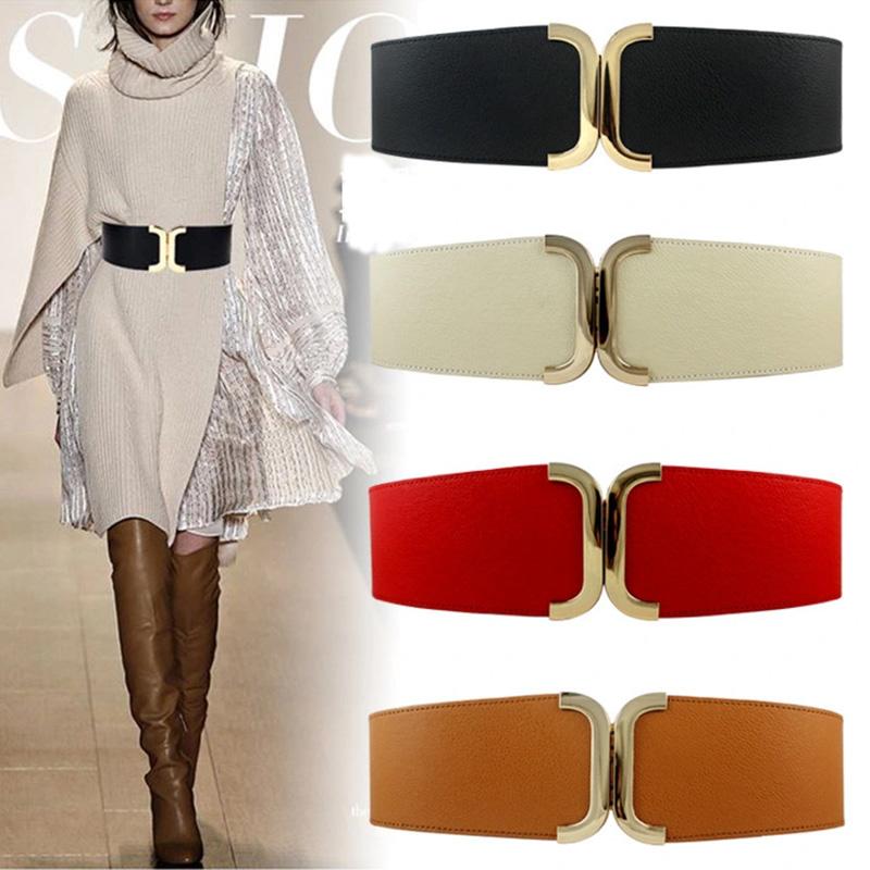 Belts 2021 Fashion Women Elastic Designer PU Leather Gold Buckle Waist Strap Adornment Dress Overcoat Stretchy Wide Waistband, Black
Belts 2021 Fashion Women Elastic Designer PU Leather Gold Buckle Waist Strap Adornment Dress Overcoat Stretchy Wide Waistband, Black