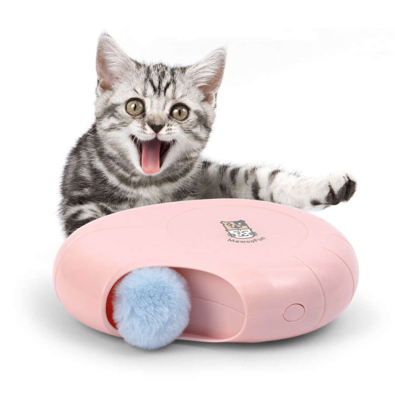 Mewoofun Cat Smart Teasing Stick Electric Toy Crazy Game Conch Shape Cat Catching Mouse Automatic Pink Pet Self Play Toys 210929