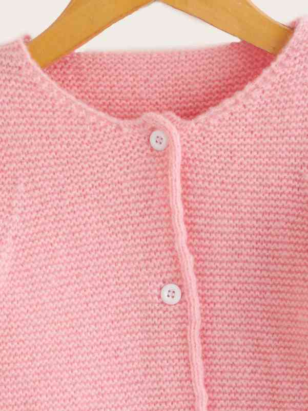 Baby Frill Trim Button Front Sweater SHE